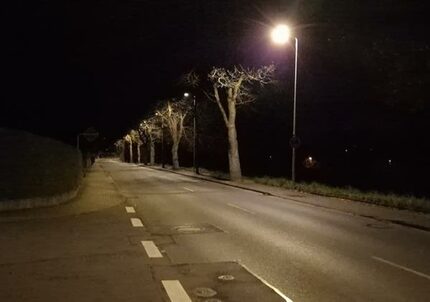 neue LED-Beleuchtung auf der Crimmitschauer Straße Höhe Steubenstraße